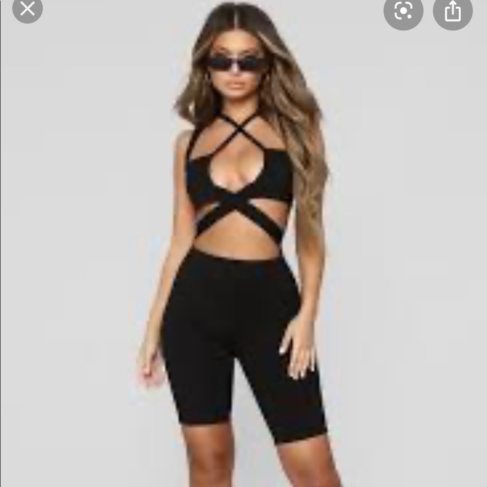Black cut off romper